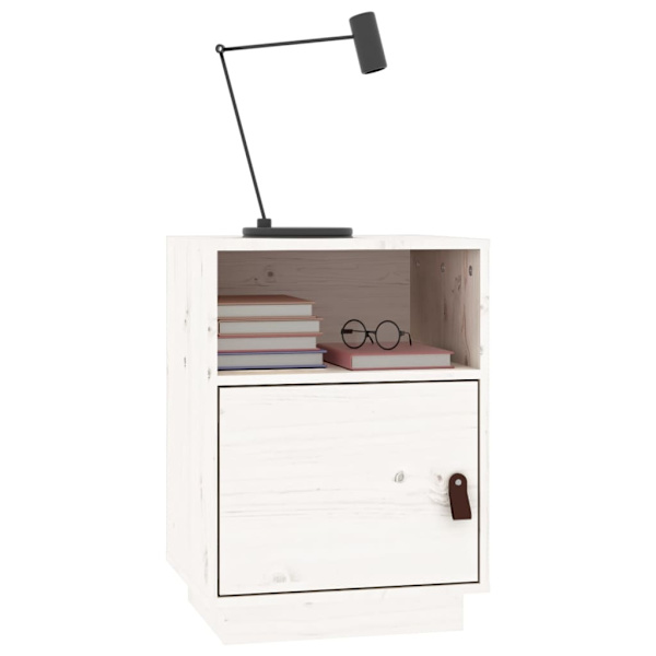 vidaXL Sängbord vit 40x34x55 cm massiv furu Vit