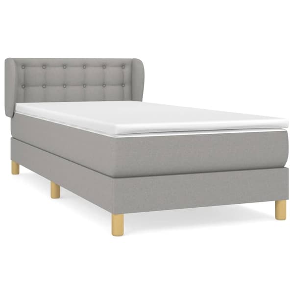 vidaXL Ramsäng med madrass ljusgrå 100x200 cm tyg Grå
