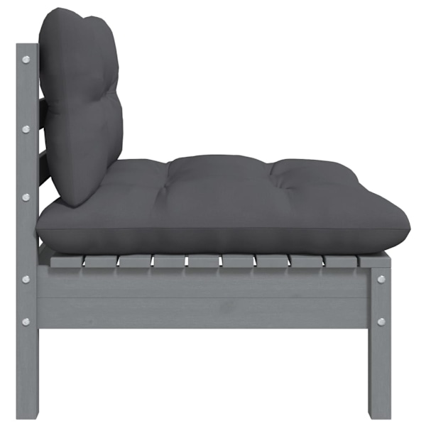 vidaXL Loungegrupp med dynor 7 delar massiv furu grå