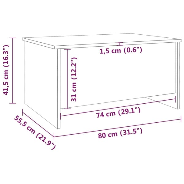vidaXL Soffbord vit högglans 80x55,5x41,5 cm konstruerat trä Vit