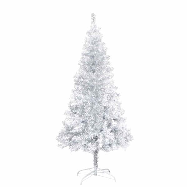 vidaXL Belyst plastgran med kulor silver 150 cm PET Silver