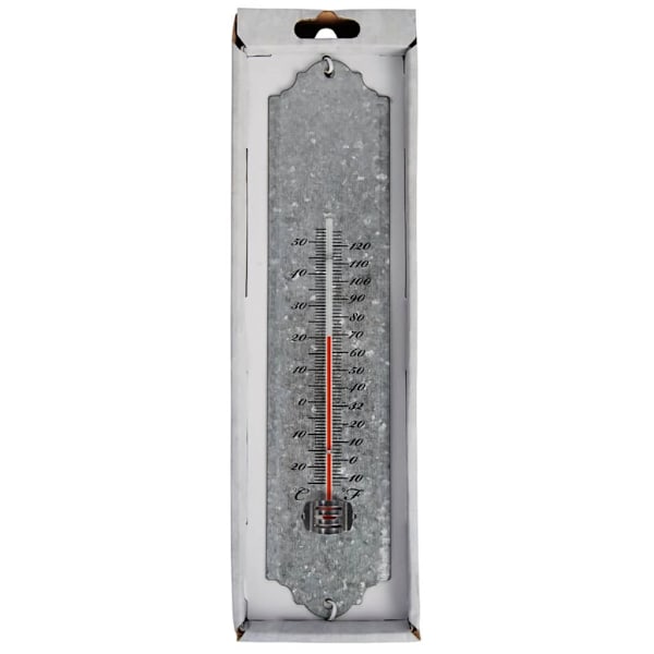 Esschert Design Väggtermometer skrotzink 30 cm OZ10 grå