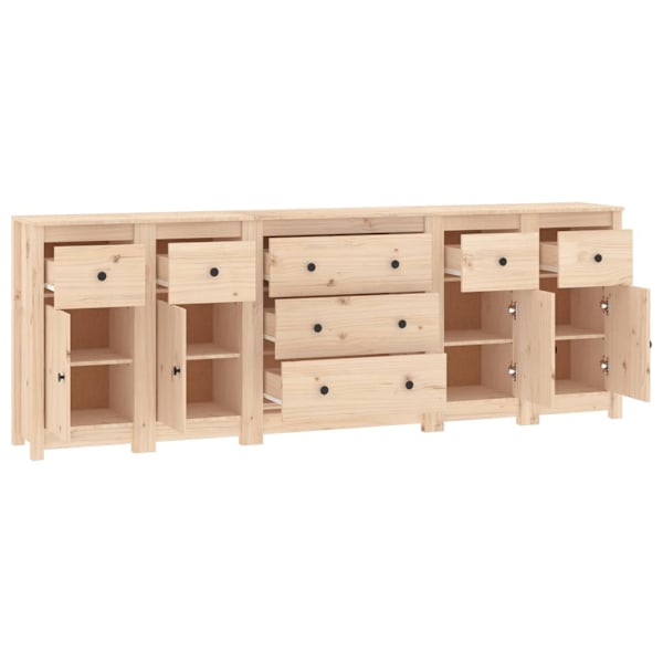 vidaXL Skänk vit 230x35x80 cm massiv furu Brun