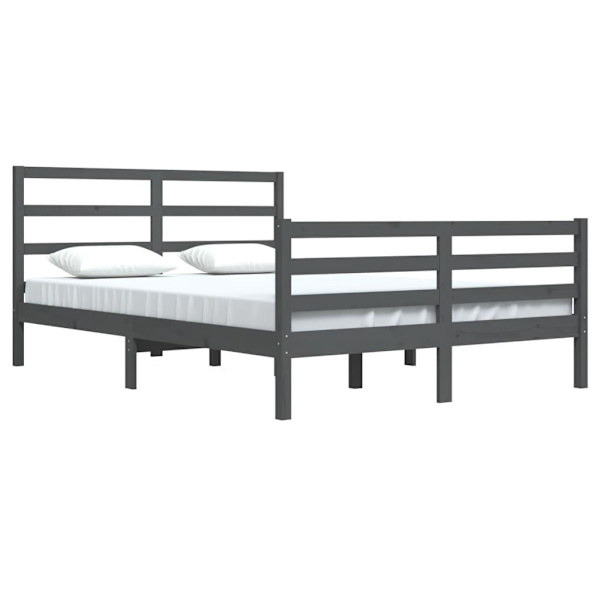 vidaXL Sängram grå massiv furu 160x200 cm Grå