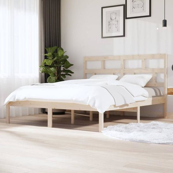 vidaXL Sängram massiv furu 160x200 cm Brun