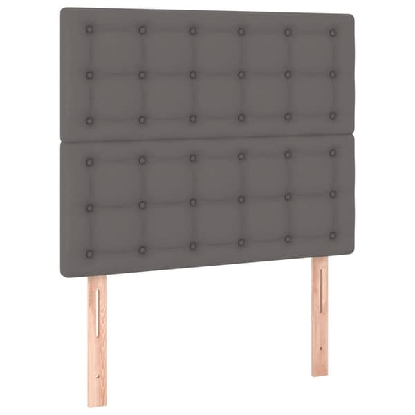 vidaXL Ramsäng med madrass & LED grå 90x200 cm konstläder Grå