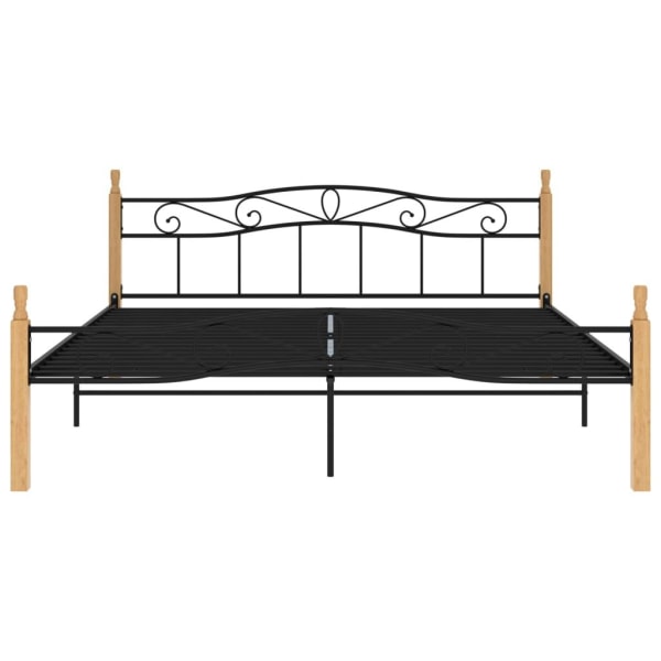vidaXL Sängram svart metall och massiv ek 180x200 cm Svart