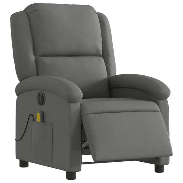 vidaXL Elektrisk massagefåtölj mörkgrå tyg Grå
