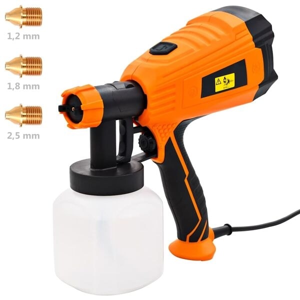 vidaXL Elektrisk färgsspruta med 3 munstycksstorlekar 500 W 800 ml