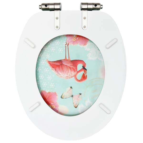 vidaXL Toalettsitsar med mjuk stängning 2 st MDF flamingo multifärg