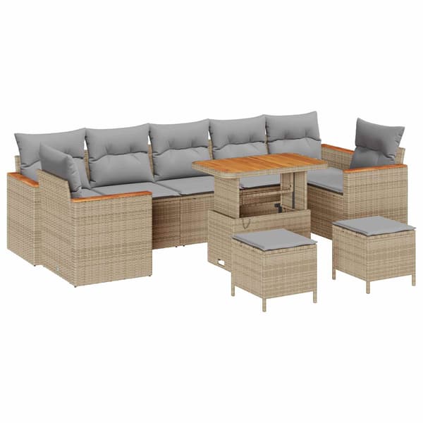 vidaXL Trädgårdsoffset 10 st Beige konstrotting Beige