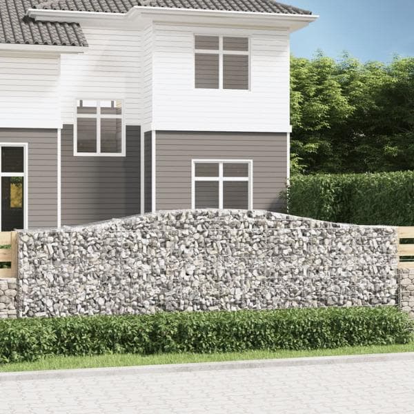 vidaXL Gabioner bågformade 4 st 400x50x120/140 cm galvaniserat järn Silver