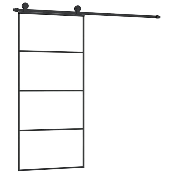 vidaXL Skjutdörr med beslagset ESG glas och aluminium 90x205 cm Svart