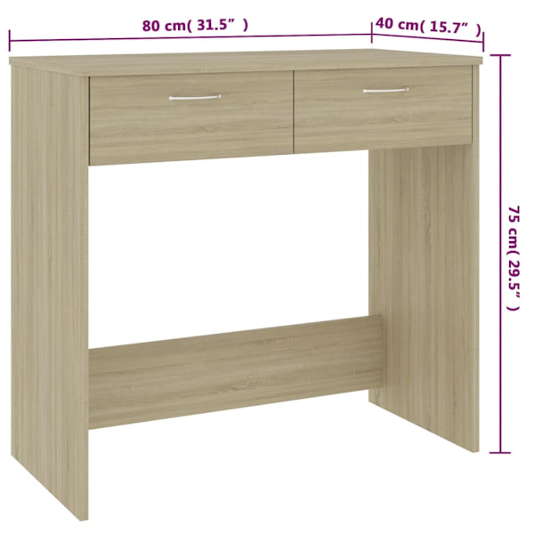 vidaXL Skrivbord sonoma-ek 80x40x75 cm konstruerat trä Brun