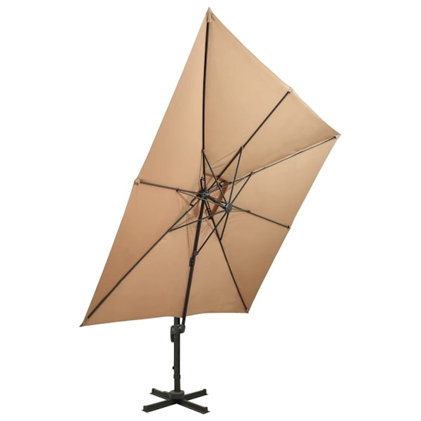 vidaXL Frihängande trädgårdsparasoll med ventilation 300x300 cm taupe Taupe