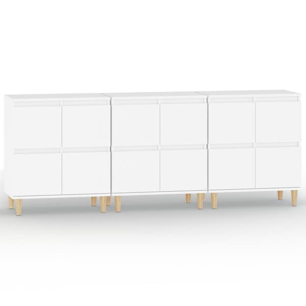 vidaXL Skänk 3 st vit 60x35x70 cm konstruerat trä Vit