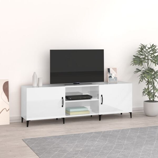 vidaXL Tv-bänk vit högglans 150x30x50 cm konstruerat trä Vit