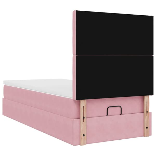 vidaXL Ottoman sängram med madrasser rosa 90x190 cm sammet Rosa