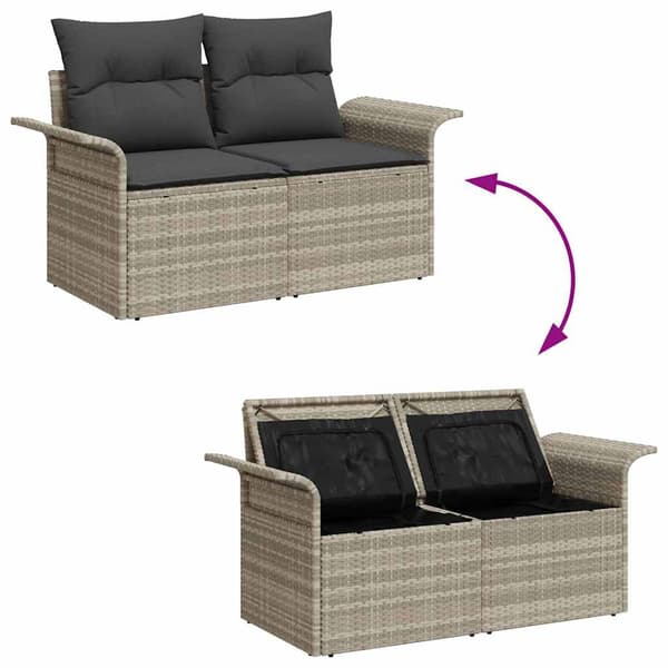 vidaXL Trädgårdsoffset 7 st Poly rattan Grå