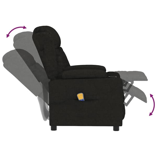 vidaXL Massagefåtölj svart tyg Svart