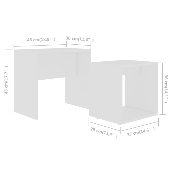vidaXL Soffbord set vit 48x30x45 cm konstruerat trä Vit