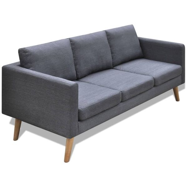 vidaXL Soffa i tyg 3-sitsig mörkgrå grå