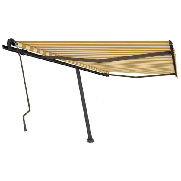 vidaXL Fristående markis manuellt infällbar 450x350 cm gul/vit Gul