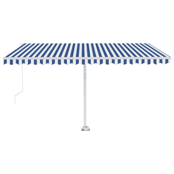 vidaXL Fristående markis manuellt infällbar 450x300 cm blå/vit Blå