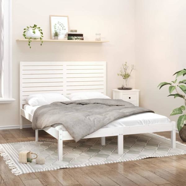 vidaXL Sängram vit massivt trä 120x200 cm enkelsäng Vit