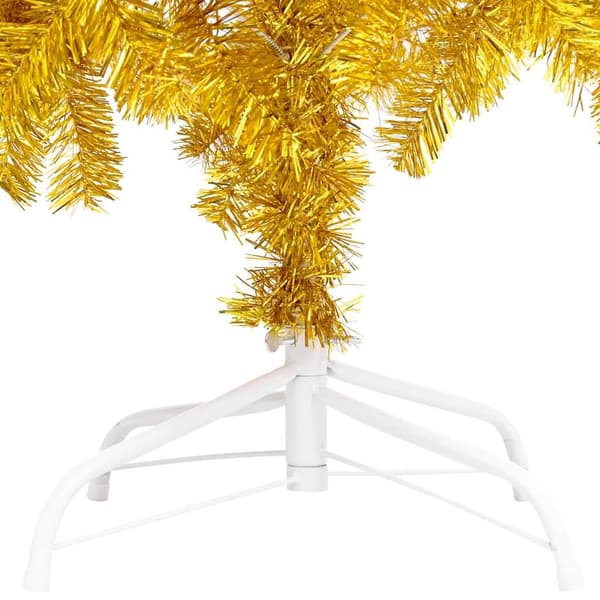 vidaXL Belyst plastgran med kulor guld 210 cm PET Guld