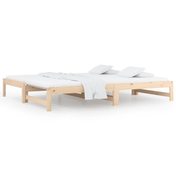 vidaXL Utdragbar dagbädd 2x(80x200) cm massiv furu Brun