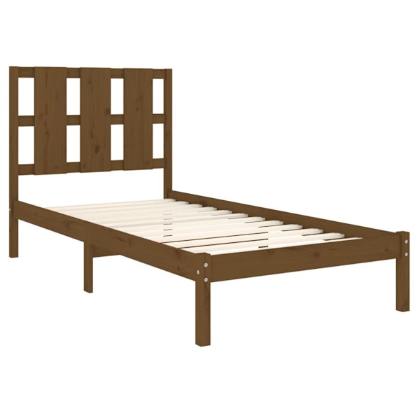 vidaXL Sängram honungsbrun massiv furu 100x200 cm enkelsäng Brun