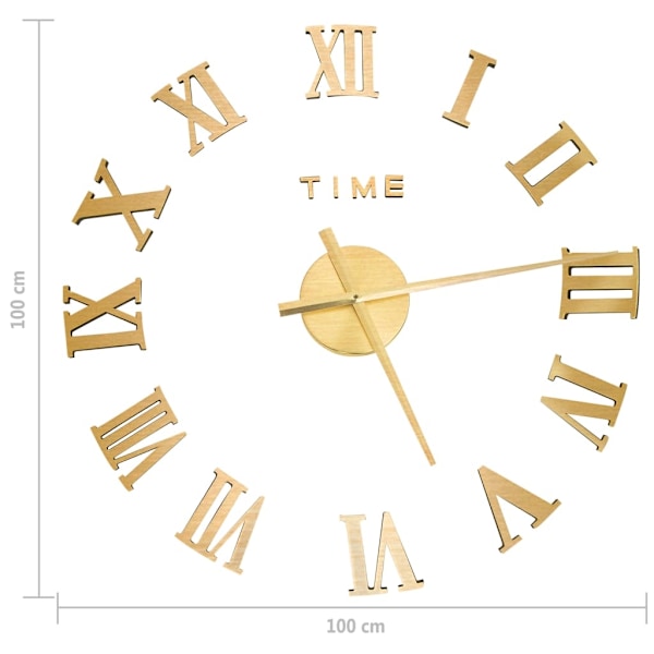 vidaXL Väggklocka 3D modern design guld 100 cm XXL Guld