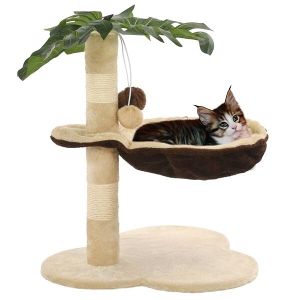 vidaXL Katt Klösträd med klöspelare i sisal 50 cm beige och brun multifärg
