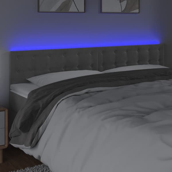vidaXL Sänggavel LED ljusgrå 160x5x78/88 cm sammet Grå
