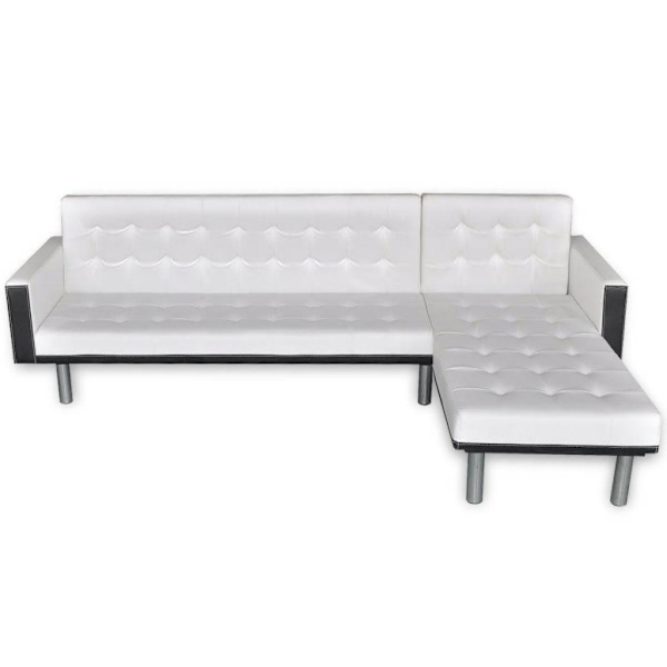 vidaXL L-formad bäddsoffa konstläder vit Vit