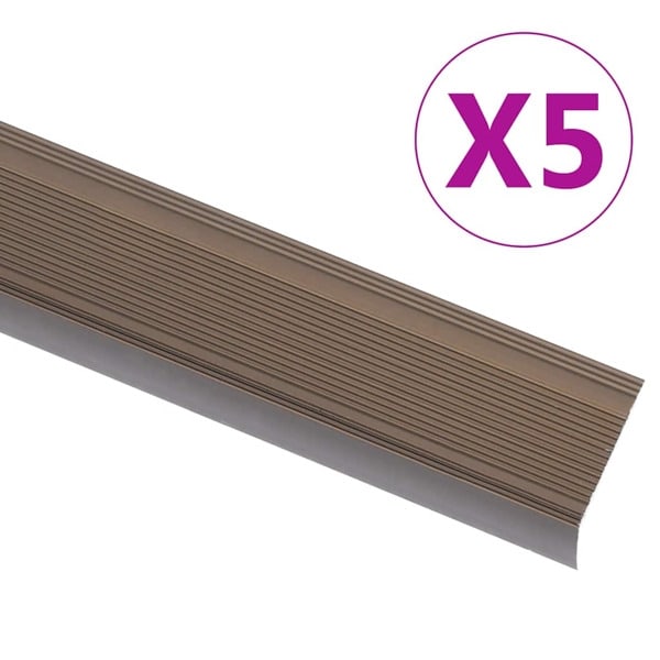 vidaXL L-formade halkskydd för trapp 5 st aluminium 100 cm brun Brun
