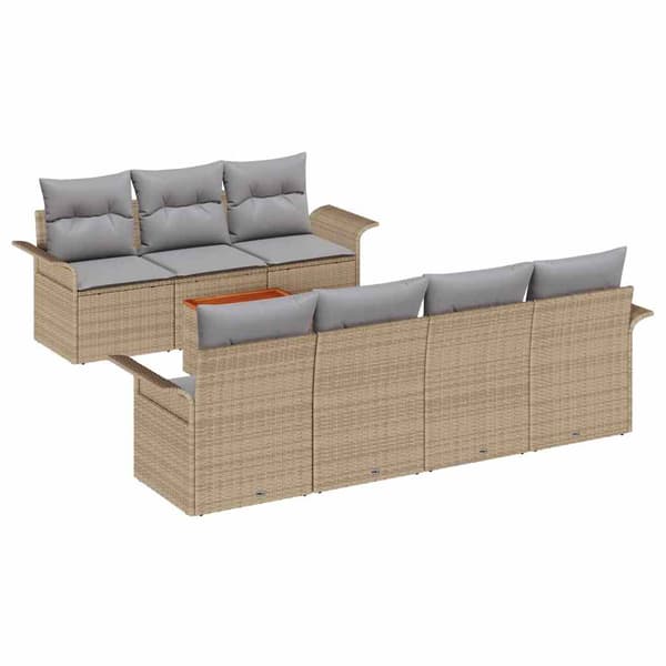 vidaXL Trädgårdsoffset 8 st Beige konstrotting Beige