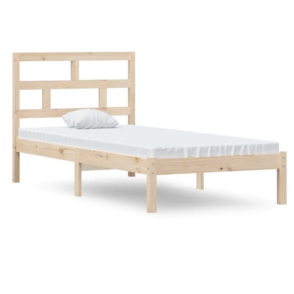 vidaXL Sängram massiv furu 90x190 cm Brun