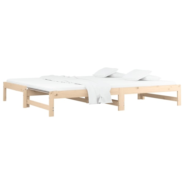 vidaXL Utdragbar dagbädd 2x(80x200) cm massiv furu Brun