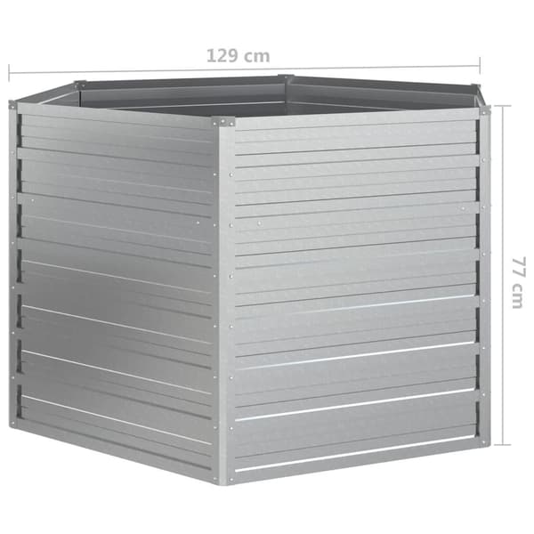vidaXL Odlingslåda upphöjd galvaniserat stål 129x77 cm silver Silver