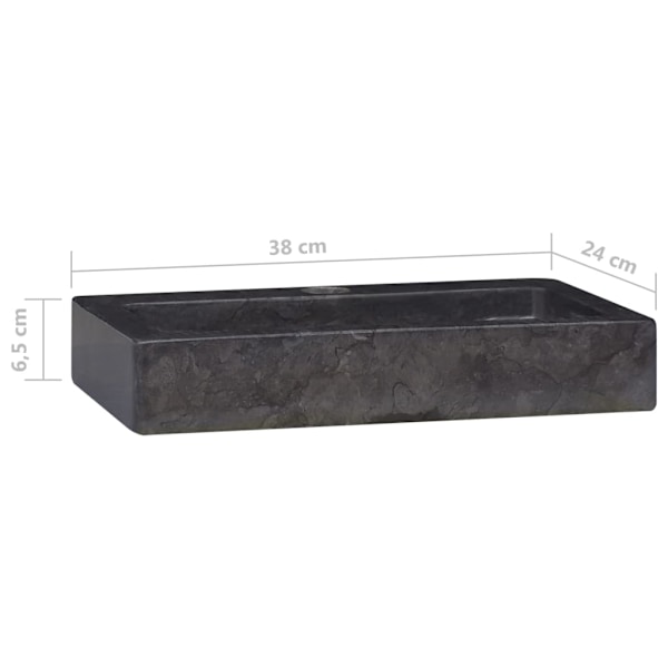 vidaXL Väggmonterat handfat svart 38x24x6,5 cm marmor Svart