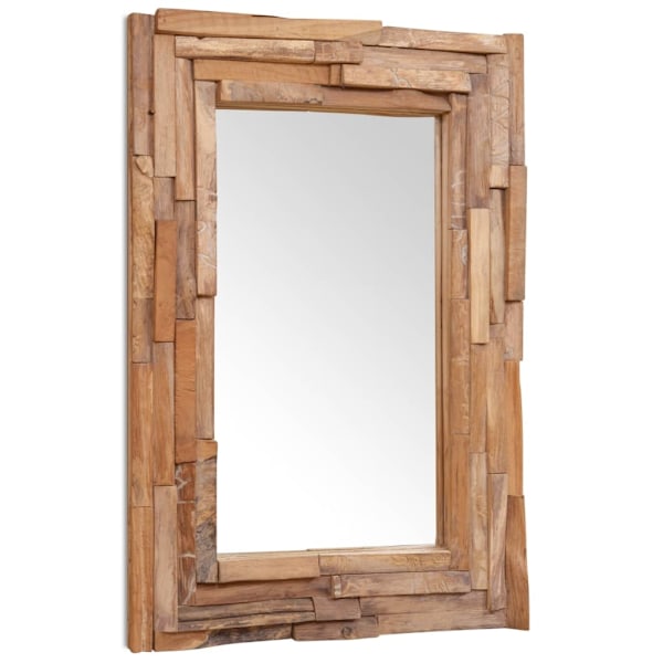 vidaXL Prydnadsspegel teak 90x60 cm rektangulär Brun
