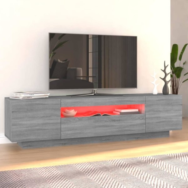 vidaXL TV-bänk med LED-belysning grå sonoma 160x35x40 cm Grå