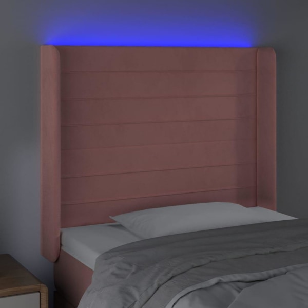vidaXL Sänggavel LED grön 83x16x118/128 cm sammet Rosa