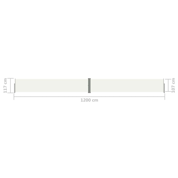 vidaXL Infällbar sidomarkis gräddvit 117x1200 cm Creme