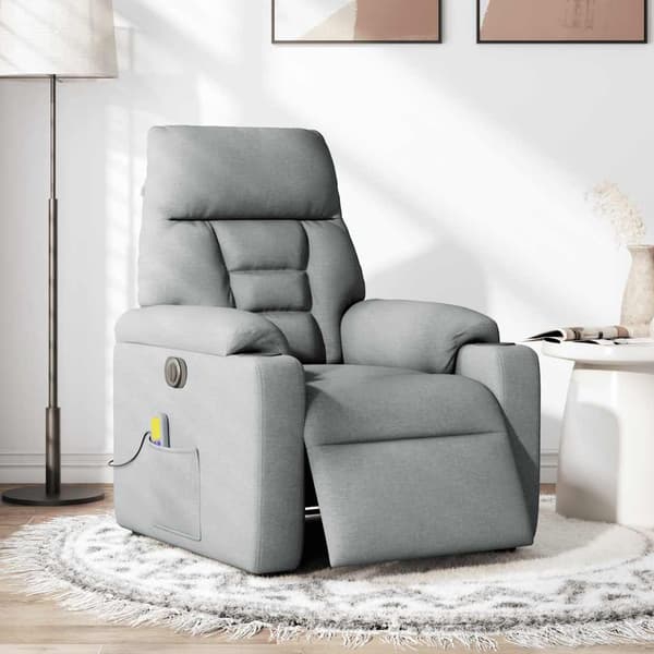 vidaXL Elektrisk massagefåtölj ljusgrå tyg Grå