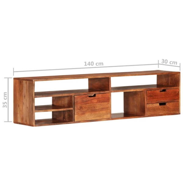 vidaXL Tv-bänk 140x30x35 cm massiv akaciaträ Brun
