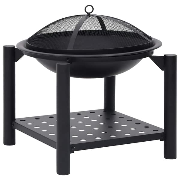 vidaXL Eldstad med eldgaffel 54x54x55 cm stål Svart