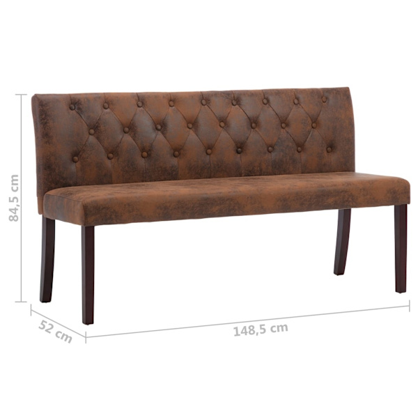 vidaXL Bänk 148,5 cm konstmocka brun Brun
